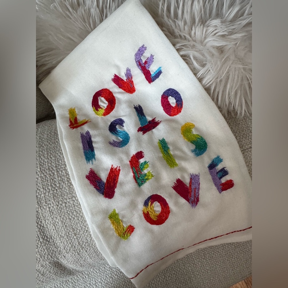 Anthropologie Multicolor 'Love is Love' Hand Towel